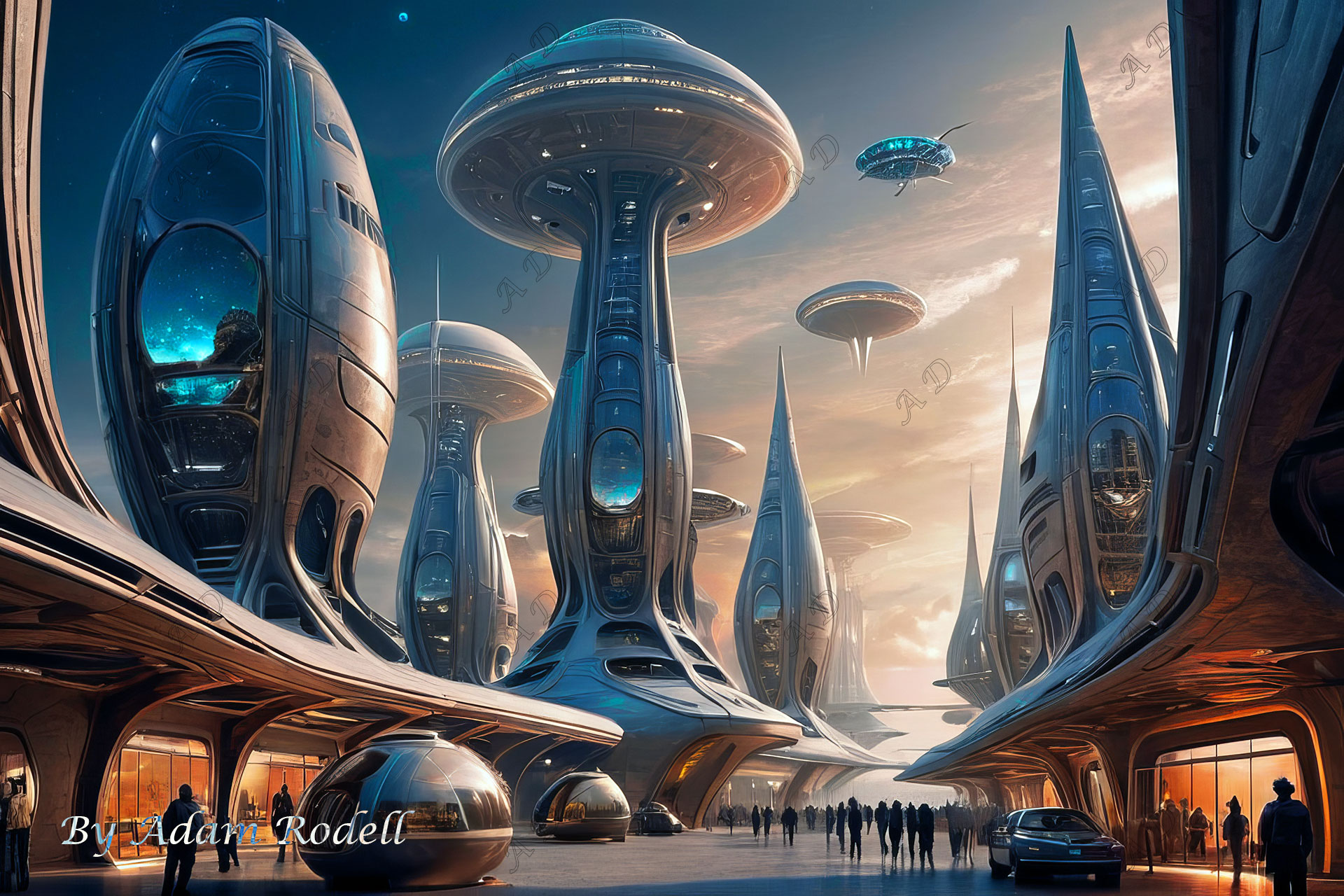 Sci-Fi PLACES. Art by Adam Rodell