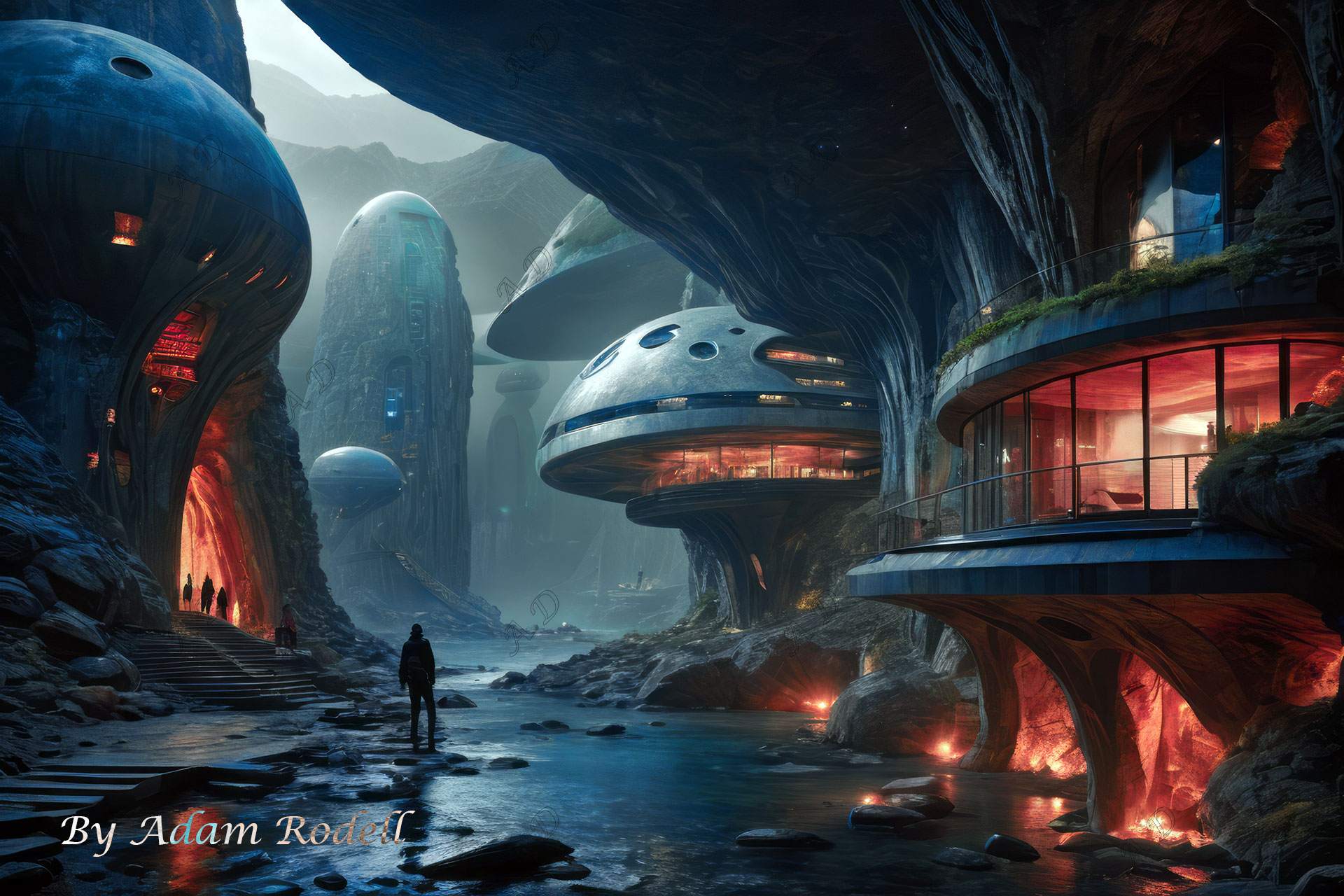 Sci-Fi PLACES. Art by Adam Rodell