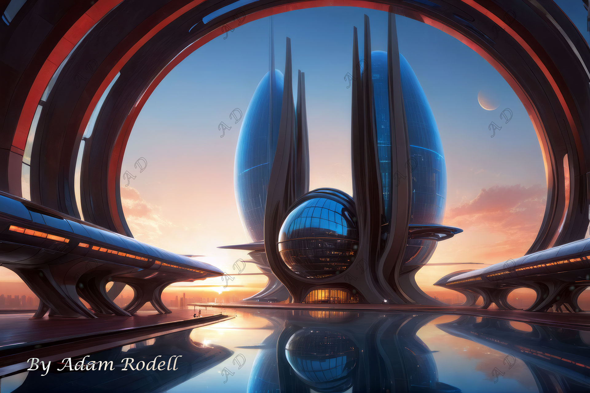 Sci-Fi PLACES. Art by Adam Rodell